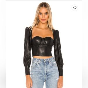 Black faux leather top